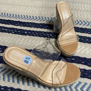 Coconuts by Matisse Clear Strap Espadrille Wedges Sz 8.5
